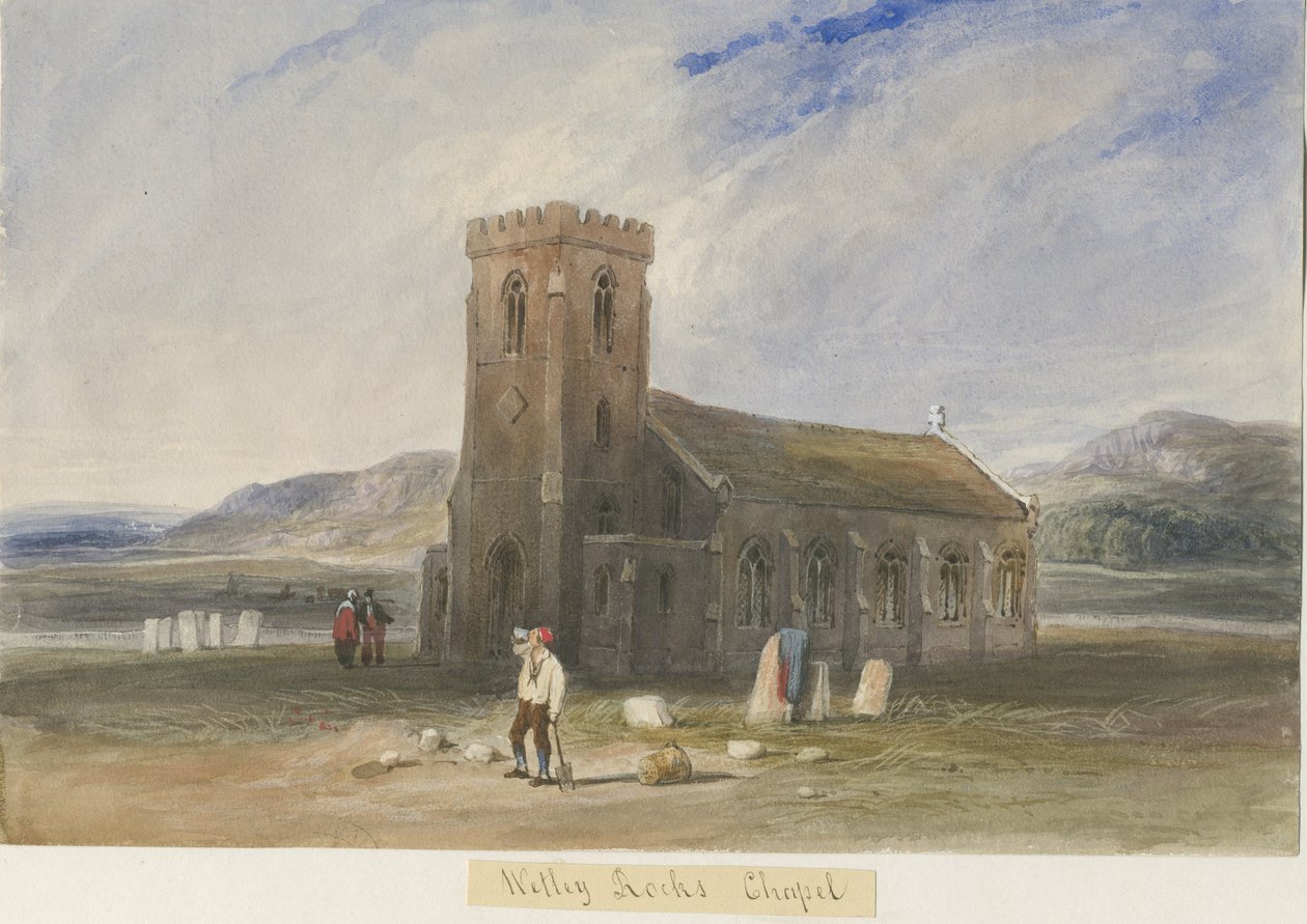 Wetley Rocks - Kaplica: malarstwo akwarela i [ok. 1830-1840] autorstwa Lewis John Wood
