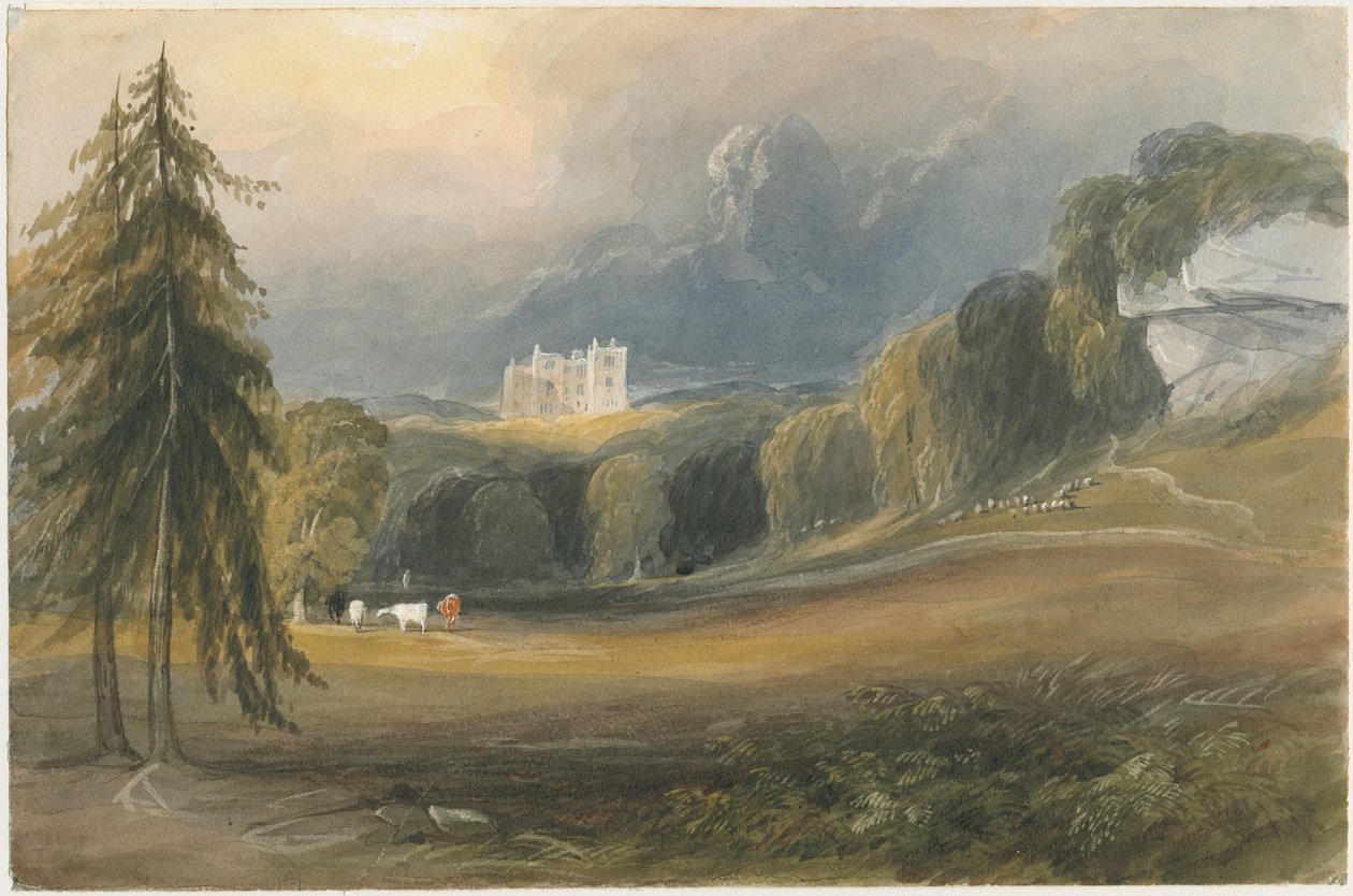 Wootton Lodge: malarstwo akwarela i [c 1830-1840] autorstwa Lewis John Wood