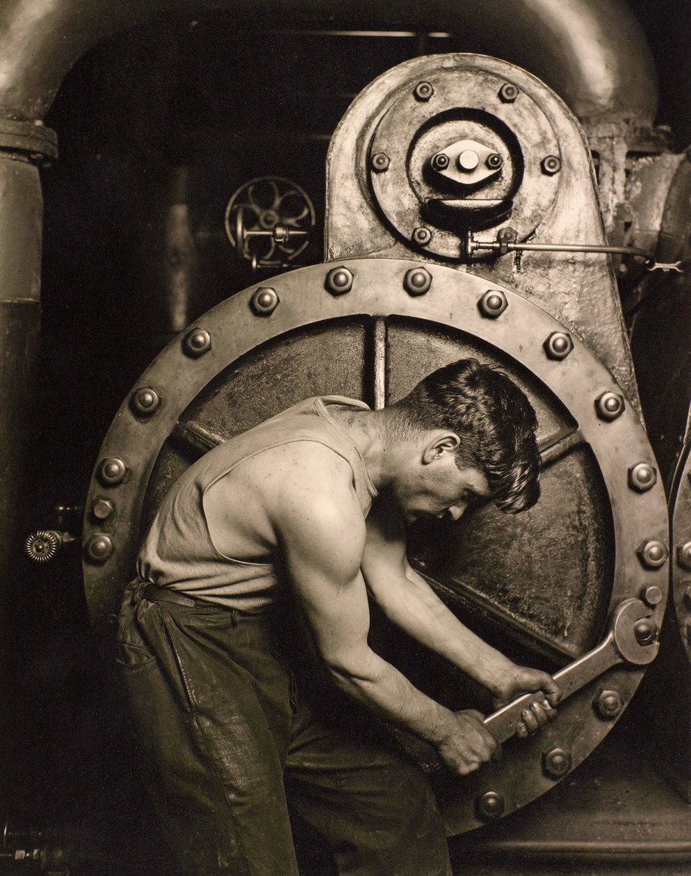 Mechanik elektrowni, ok. 1924 autorstwa Lewis Wickes Hine