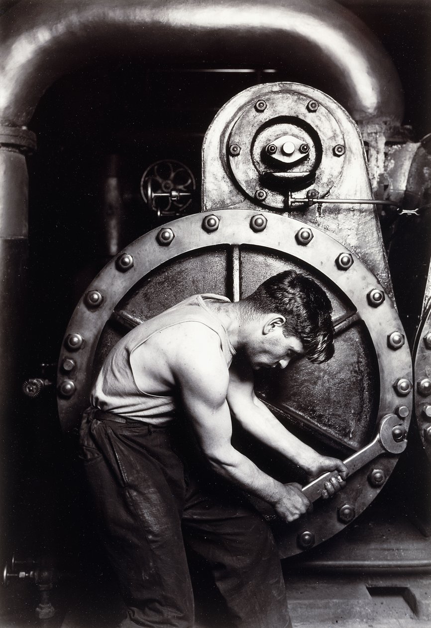 Mechanik elektrowni, ok. 1924; autorstwa Lewis Wickes Hine