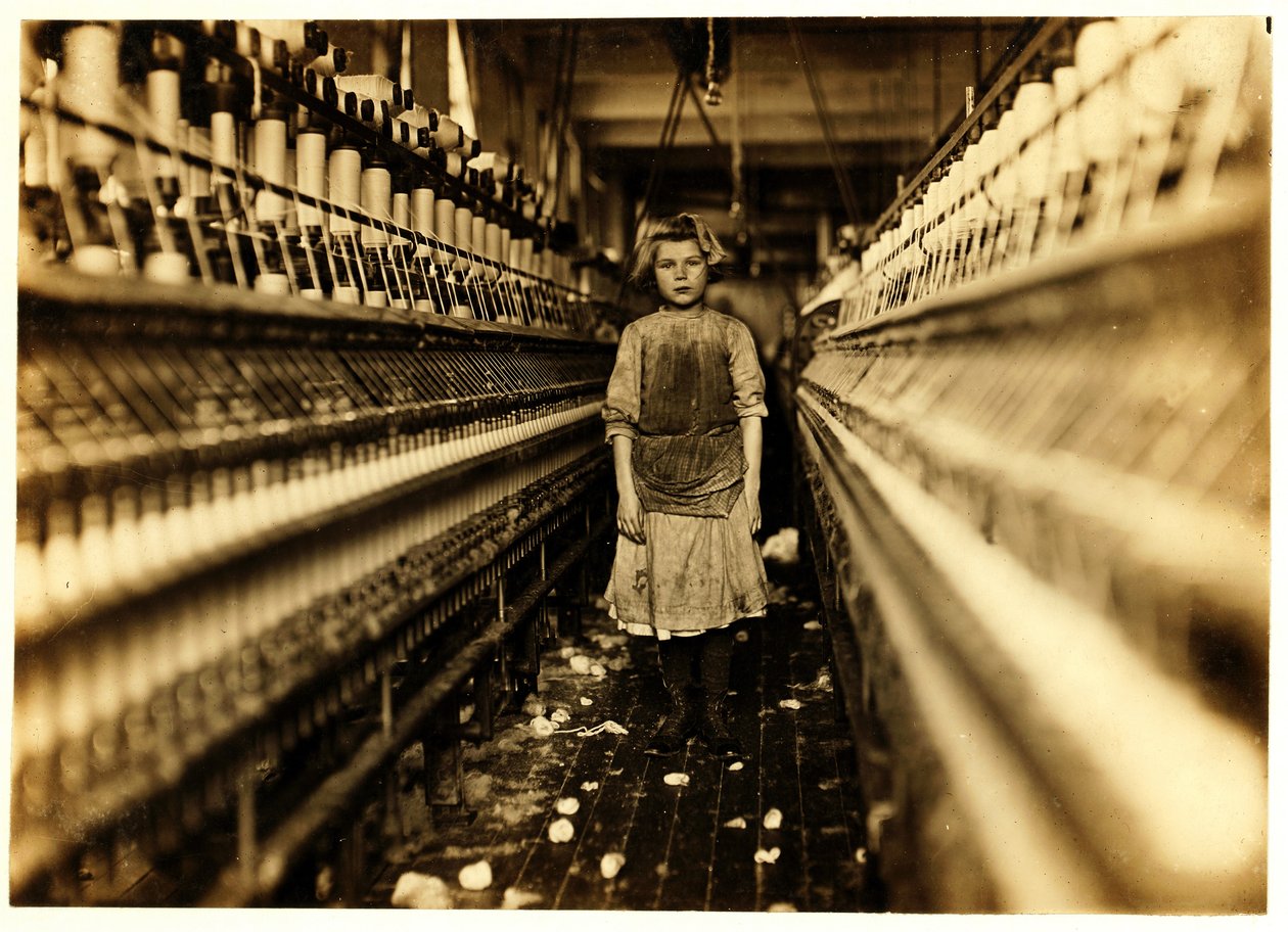 Prządka, Globe Cotton Mill, Augusta, Georgia, 1909 autorstwa Lewis Wickes Hine
