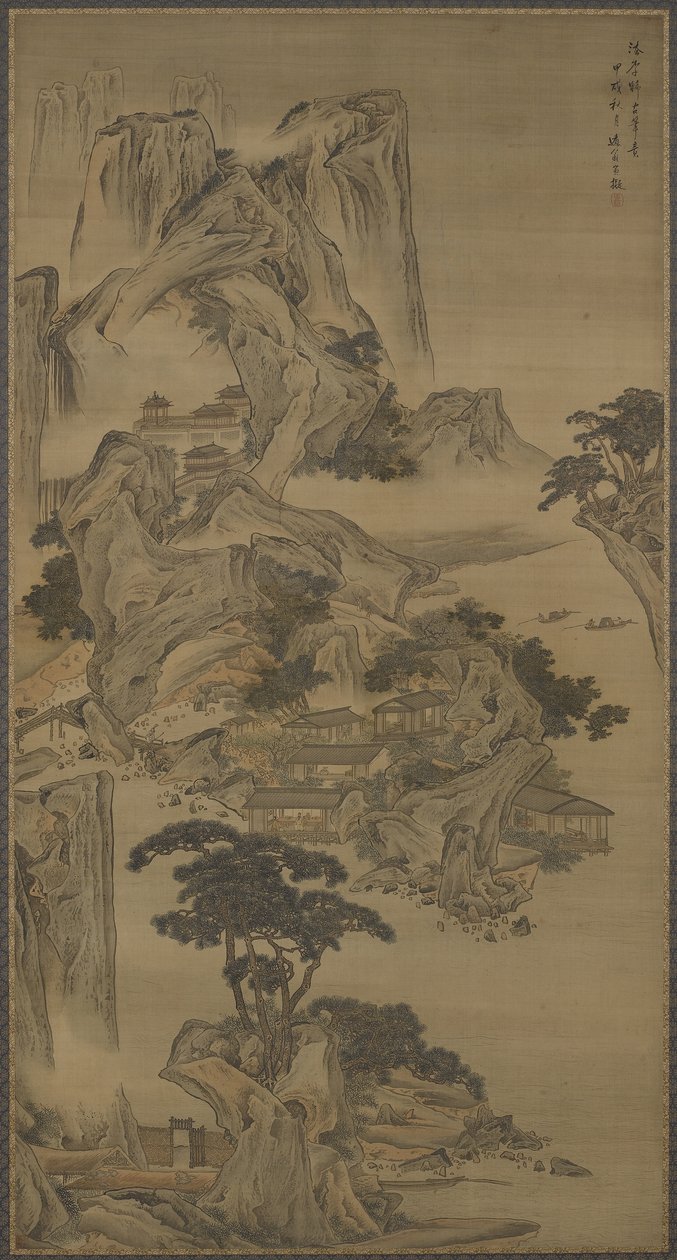 Emerytura nad rzeką, w stylu Li Tang, dynastia Qing, 1694 (tusz i kolor na jedwabiu) autorstwa Li Yin