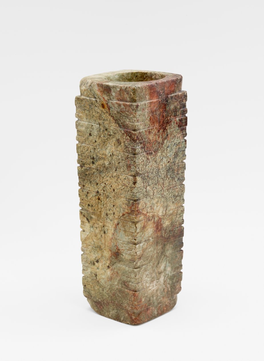 Rurka dziewięciowarstwowa (kong 琮) z maskami, ok. 3300-2250 p.n.e. (nefryt, nefryt) autorstwa Liangzhu culture