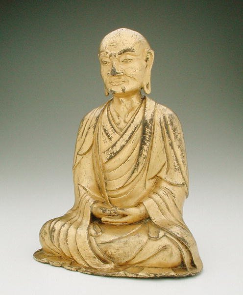 Figura siedzącego lohana (złocony brąz) autorstwa Liao Dynasty Chinese School