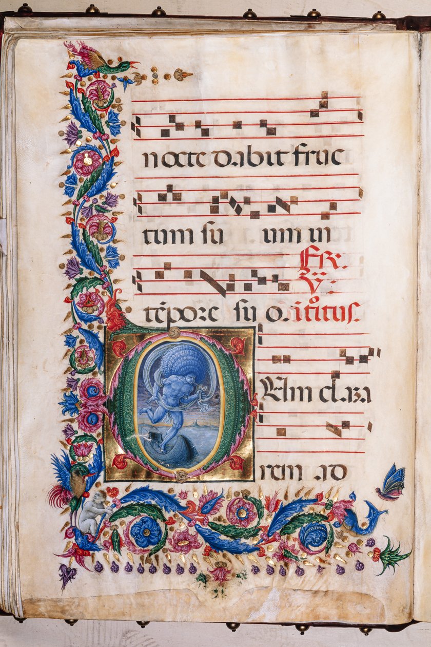Biblioteka Piccolomini: księga chóralna, dorsz. 20,5, nn. 36v z „Aeolus”, Liberale da Verona (ok. 1445-1527/9). autorstwa Liberale da Verona
