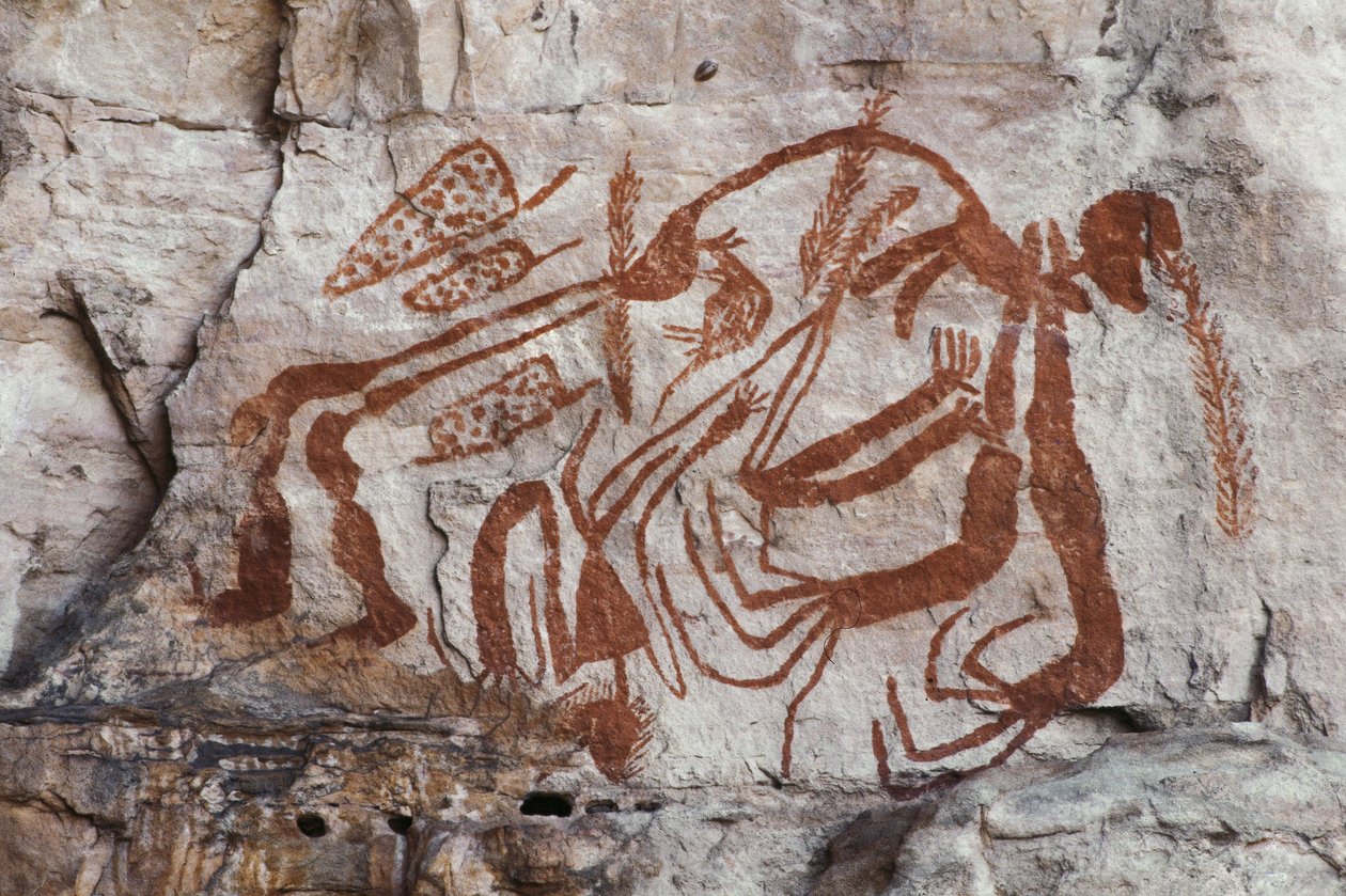 Mitologia Aborygenów, Burrunggui, Ziemia Arnhem (malarstwo naskalne) autorstwa Unbekannt Unbekannt