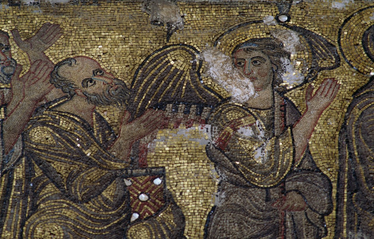 Anioł, fragment mozaiki w Bazylice Narodzenia Pańskiego (Lista Światowego Dziedzictwa UNESCO, 2012), Betlejem, Palestyna autorstwa Unbekannt Unbekannt