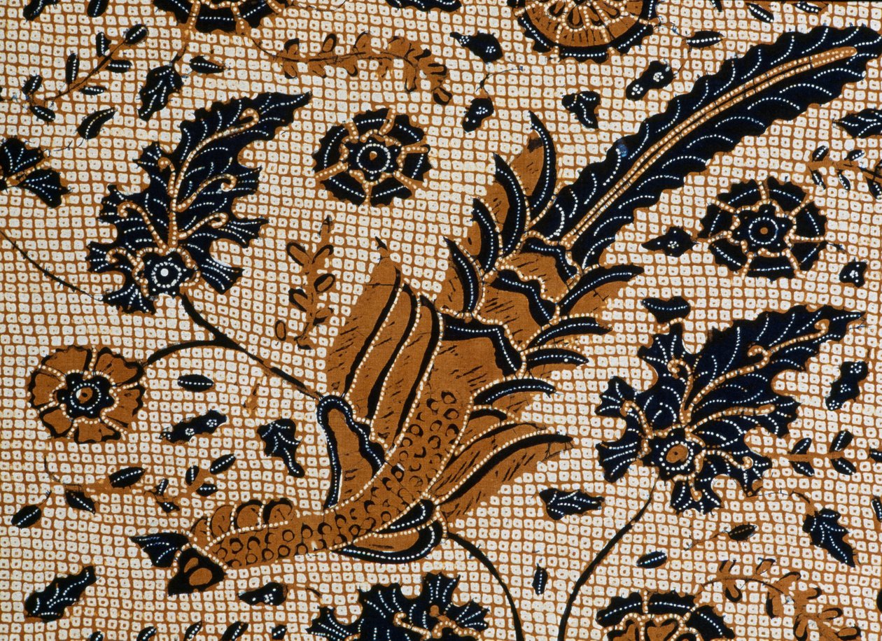 Batik o tradycyjnym designie zwany peksi podang, Surakarta, Java, Indonezja, szczegóły autorstwa Unbekannt Unbekannt