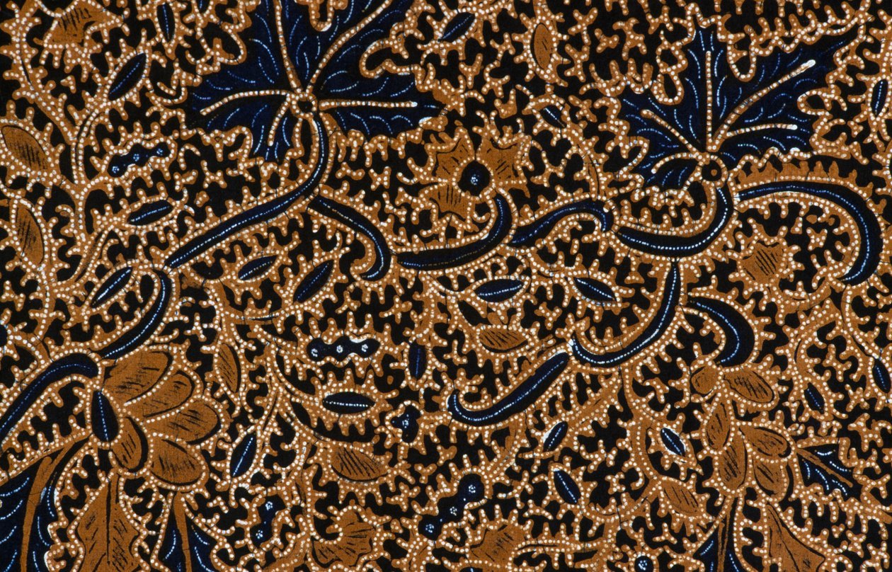 Batik z tradycyjnym kwiatowym wzorem, Surakarta, Jawa, Indonezja, detale autorstwa Unbekannt Unbekannt