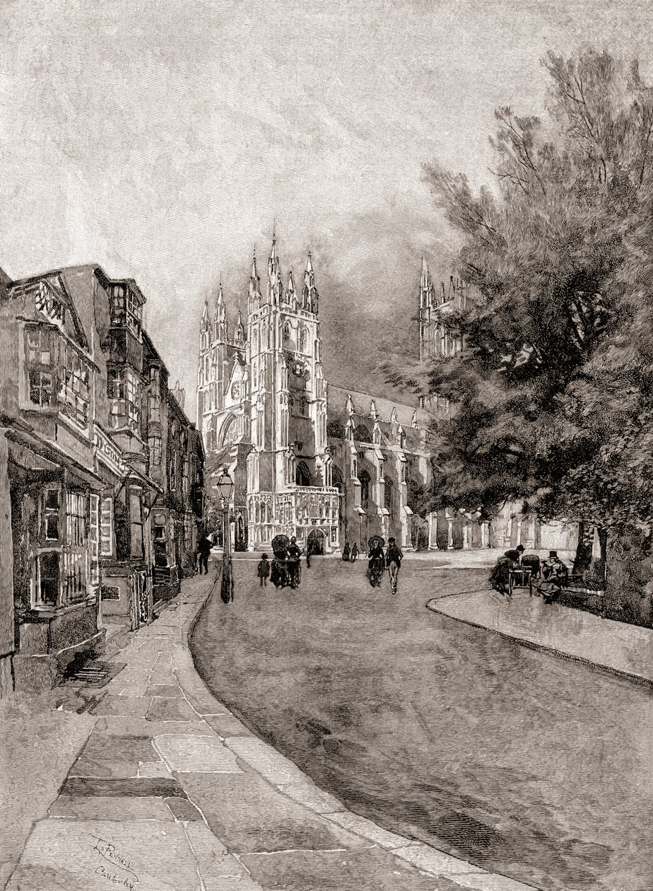 Katedra w Canterbury, z Christchurch Gateway, z The Century Magazine, opublikowana 1887 (rycina) autorstwa Unbekannt Unbekannt