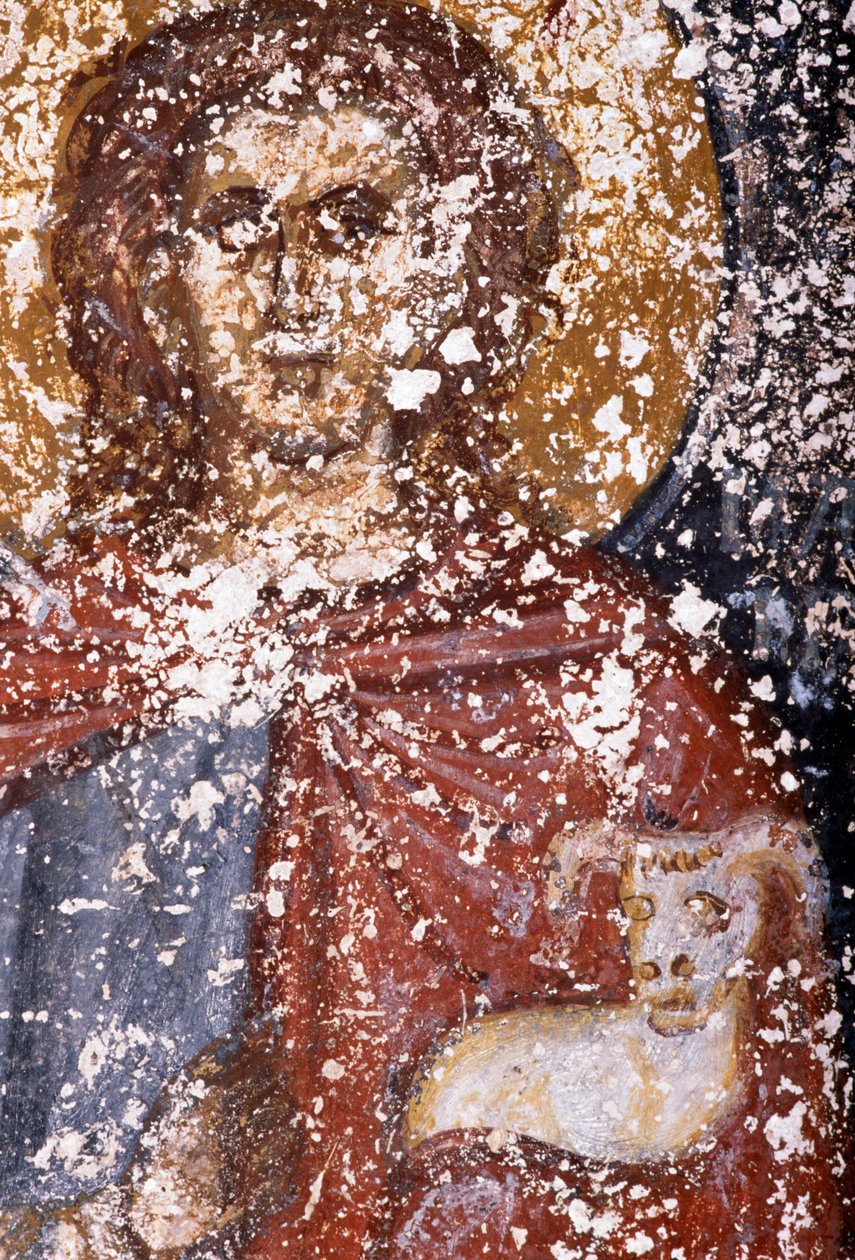 Chrystus, fresk w bizantyjskim kościele Sotiras Christos, Vlithias, Kreta, Grecja (zdjęcie) autorstwa Unbekannt Unbekannt