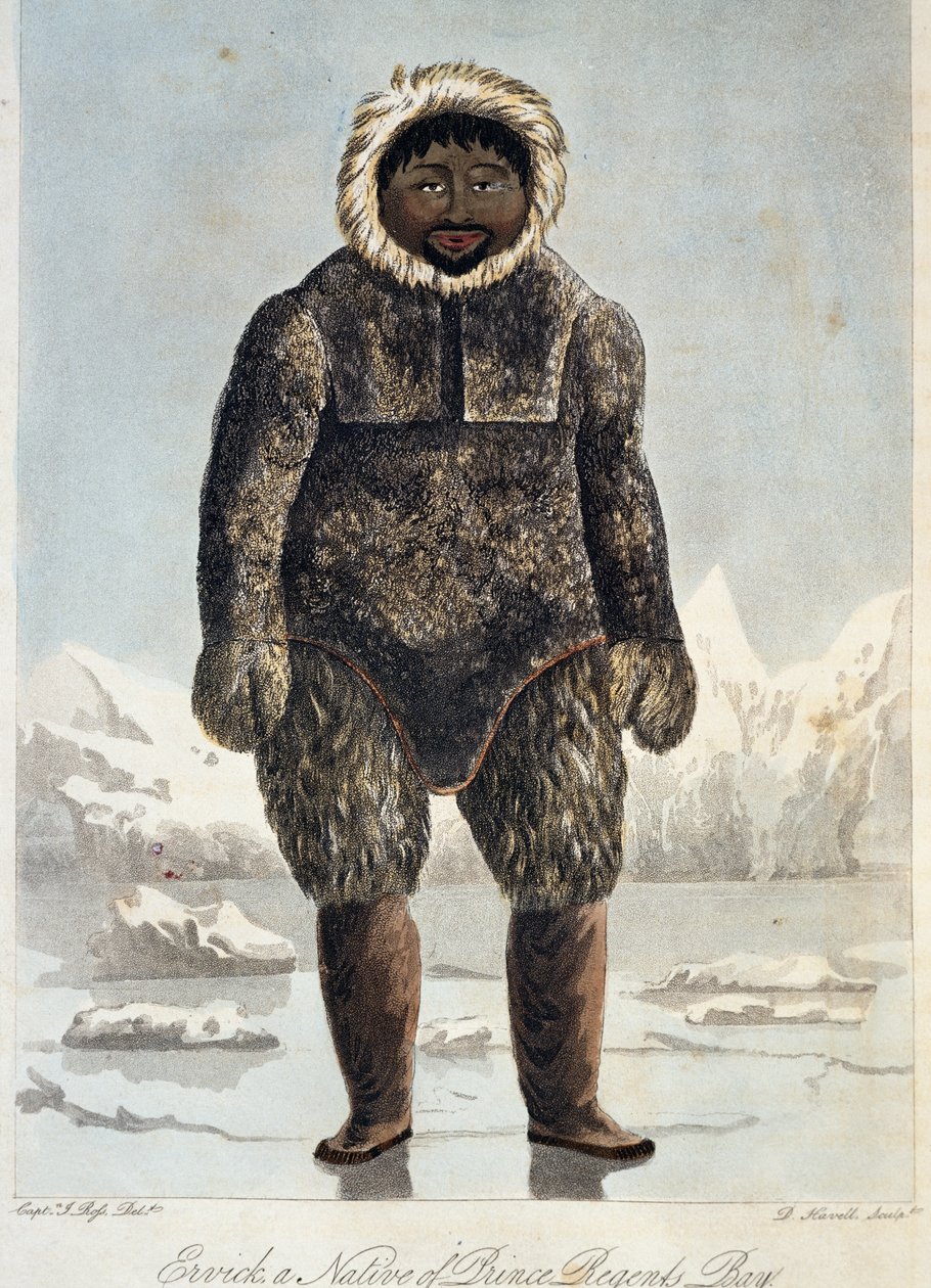 Ervick, Inuit ubrany w futro, pochodzący z Prince Regents Bay autorstwa Unbekannt Unbekannt