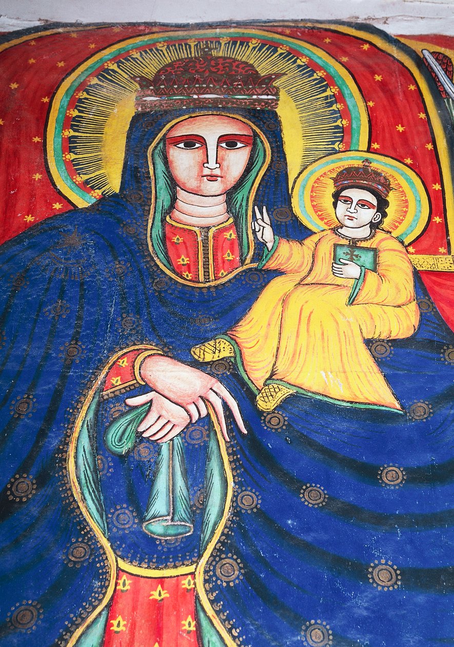Fresk przedstawiający Marię z Dzieciątkiem, kościół NMP Marii Syjonu (XVII w.), Aksum (lista światowego dziedzictwa UNESCO autorstwa Unbekannt Unbekannt