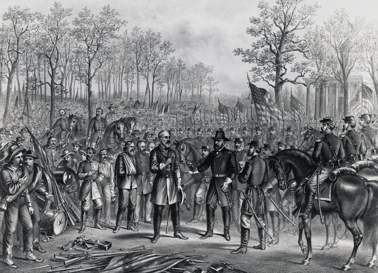 Generał Robert Lee poddaje się generałowi Ulyssesowi Grantowi w Appomattox, 9 kwietnia autorstwa Unbekannt Unbekannt