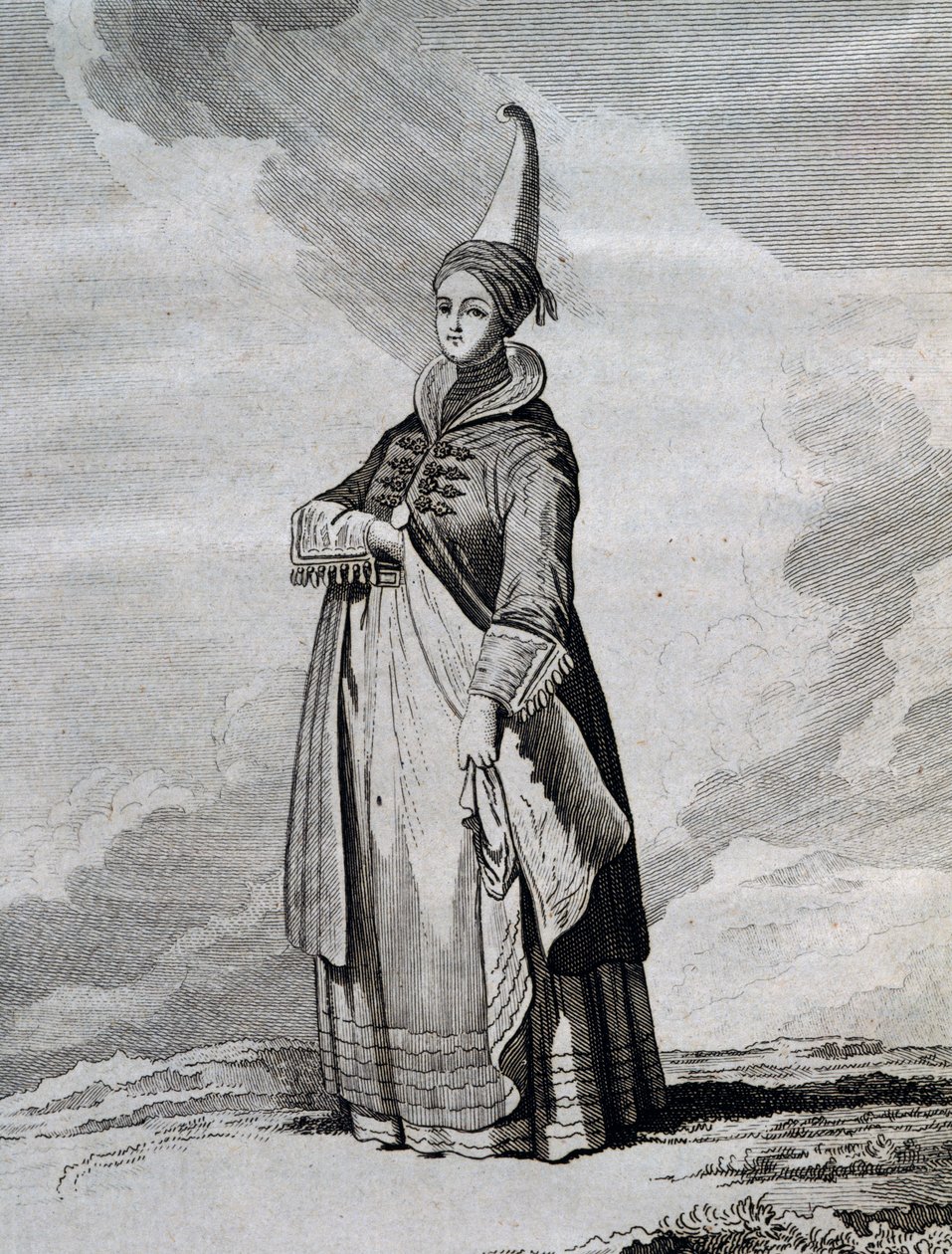 Islandzka kobieta, rycina z Podróży na Morzu Północnym między 1767 a 1768 przez Yves-Joseph de Kerguelen-Tremarec (1734-1797) autorstwa Unbekannt Unbekannt