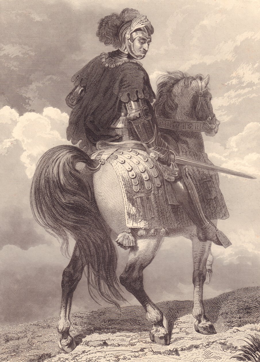 Włoski przywódca wojskowy i polityk Gian Giacomo Trivulzio (1440-1518), rycina, 22x16 cm, z Galerie Historique de Versailles, Histoire de France, wydawnictwo Charles Gavard, Paryż, ok. 1840 r. autorstwa Unbekannt Unbekannt