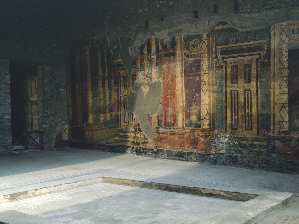Włochy, Kampania, Oplonti, teren archeologiczny Torre Annunziata, rzymska willa Poppea, freski z motywami architektonicznymi w II stylu pompejańskim autorstwa Unbekannt Unbekannt