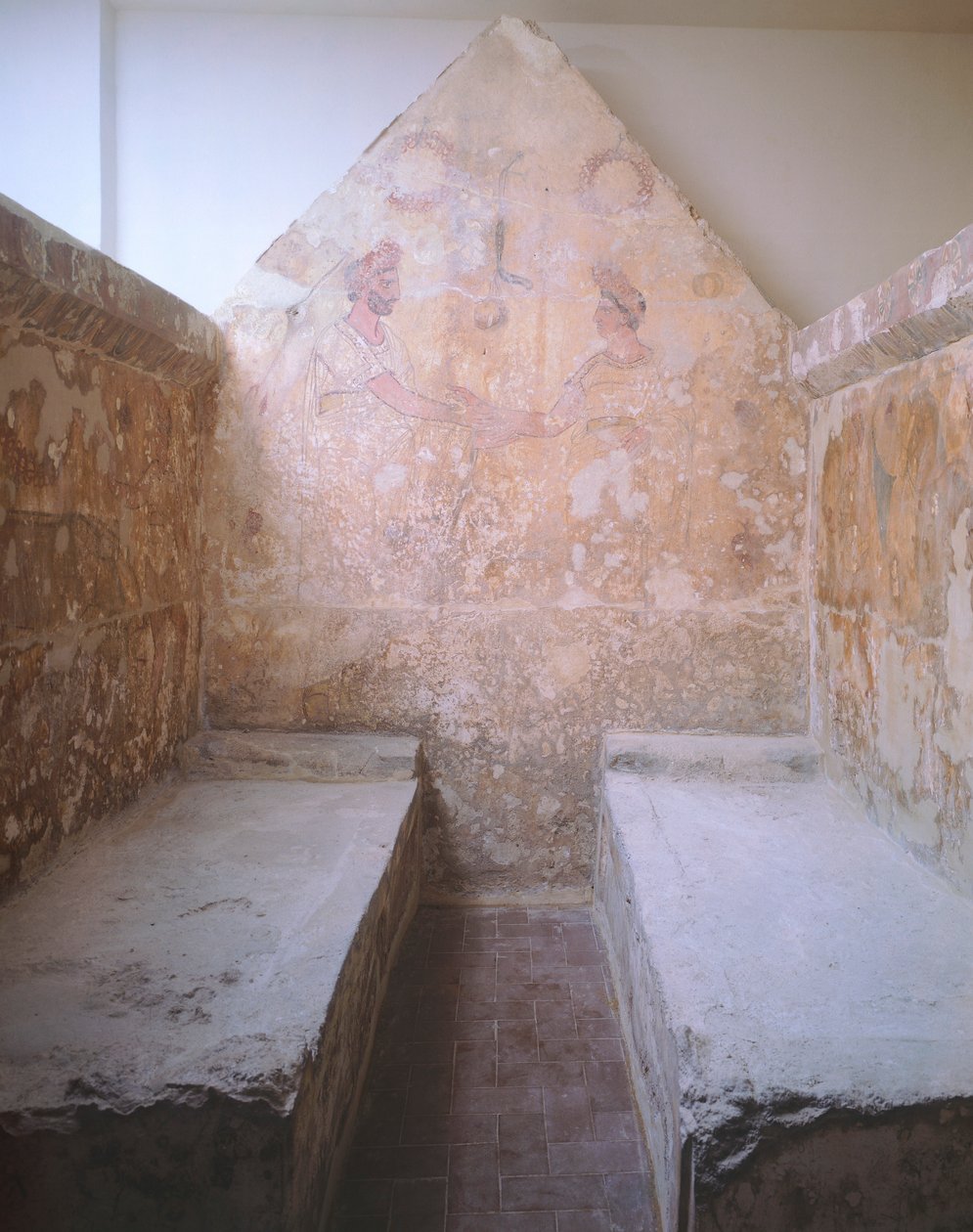 Włochy, Kampania, Paestum, scena pożegnania, malowana płyta grobowca 1 Nekropolii w Spinazzo, IV wiek p.n.e. autorstwa Unbekannt Unbekannt