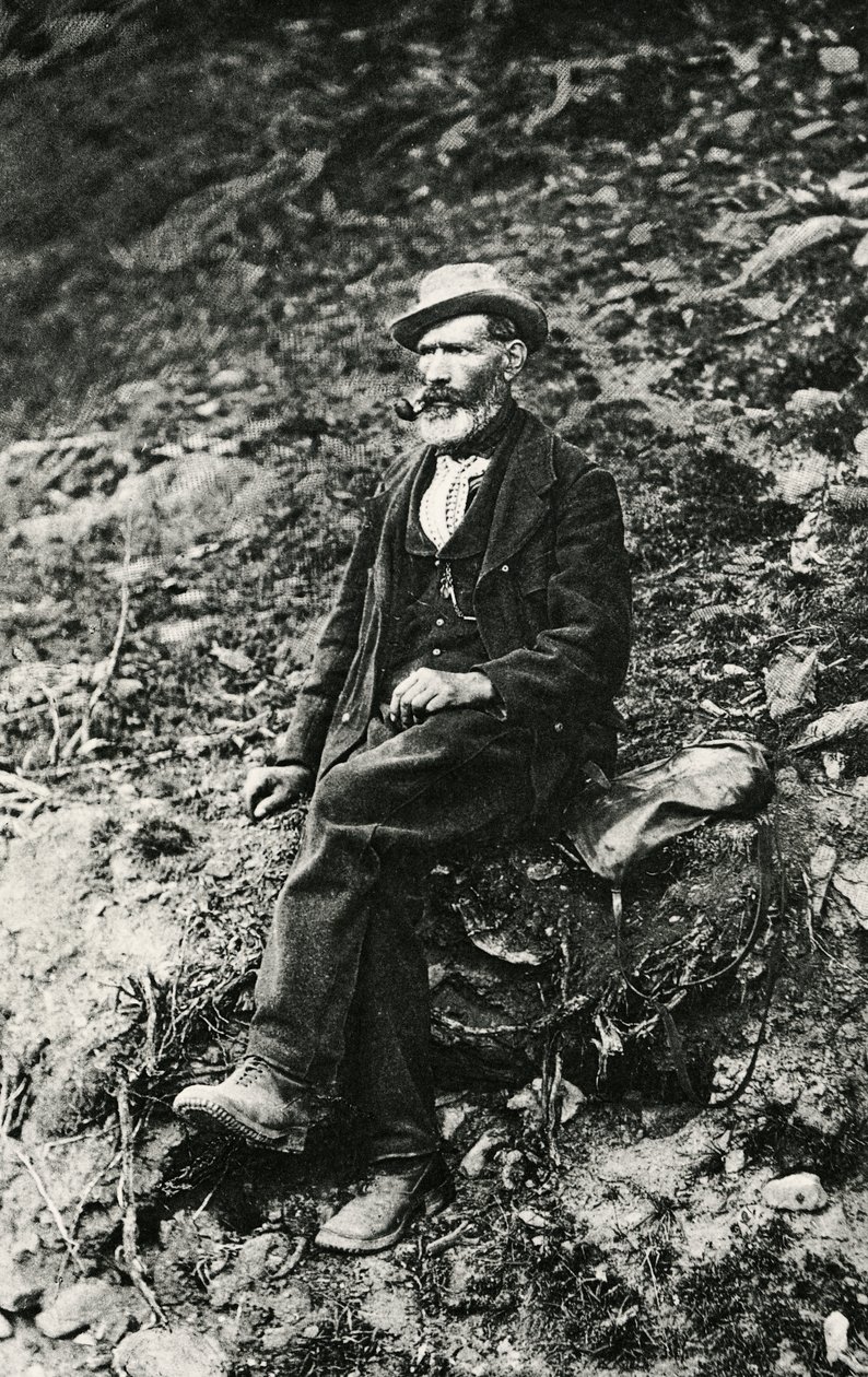 Jean-Antoine Carrel (1829-1890 Valtournenche), alpinista Doliny Aosty, który jako pierwszy wspiął się na szczyt Matterhorn od strony włoskiej, 16 sierpnia autorstwa Unbekannt Unbekannt