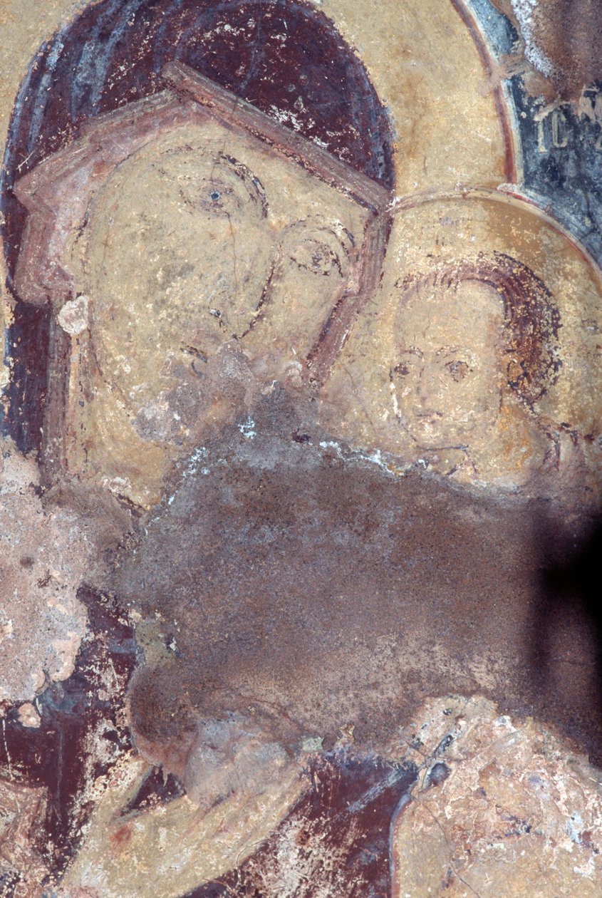 Madonna z Dzieciątkiem, fresk w kościele Panagia, Rodovani, Kreta, Grecja (zdjęcie) autorstwa Unbekannt Unbekannt