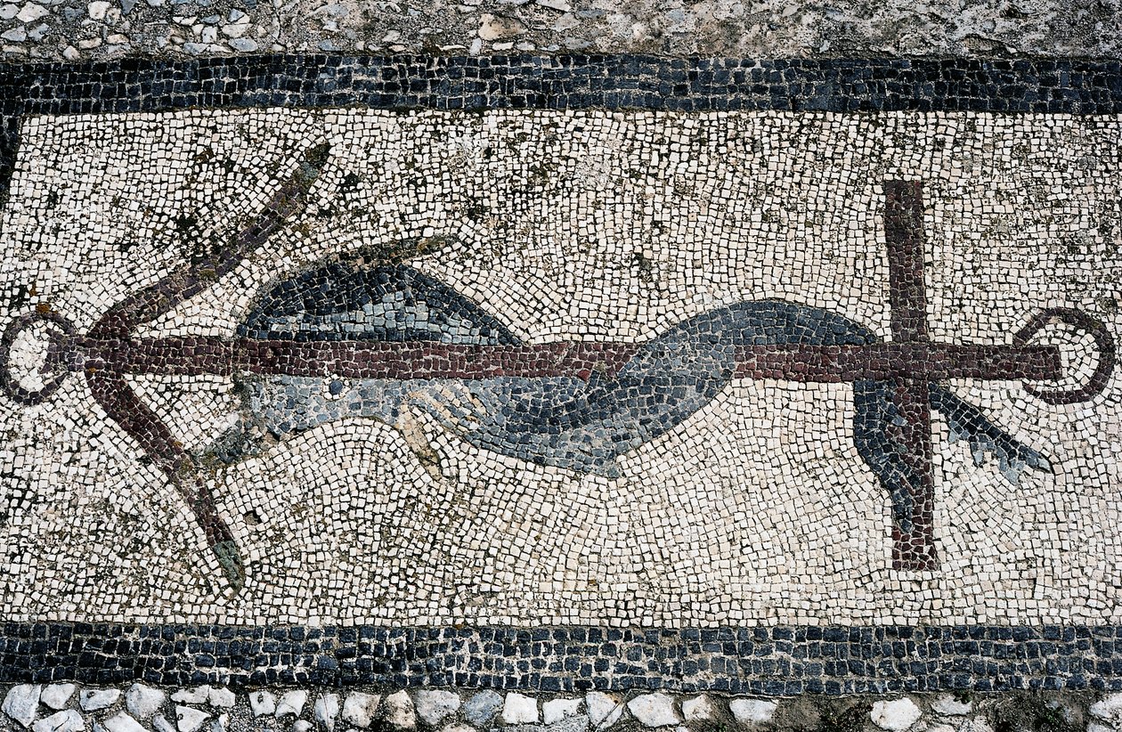 Mozaika przedstawiająca delfina i kotwicę, wyspa Delos (Lista Światowego Dziedzictwa UNESCO) autorstwa Unbekannt Unbekannt