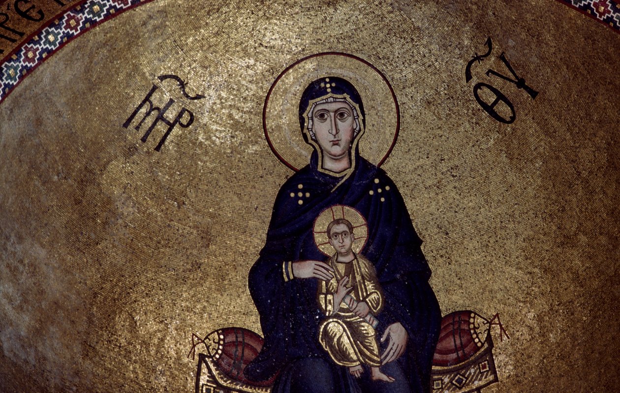 Mozaika Matki Boskiej z wnętrza klasztoru Hosios Loukas, Grecja, założona na początku X wieku autorstwa Unbekannt Unbekannt