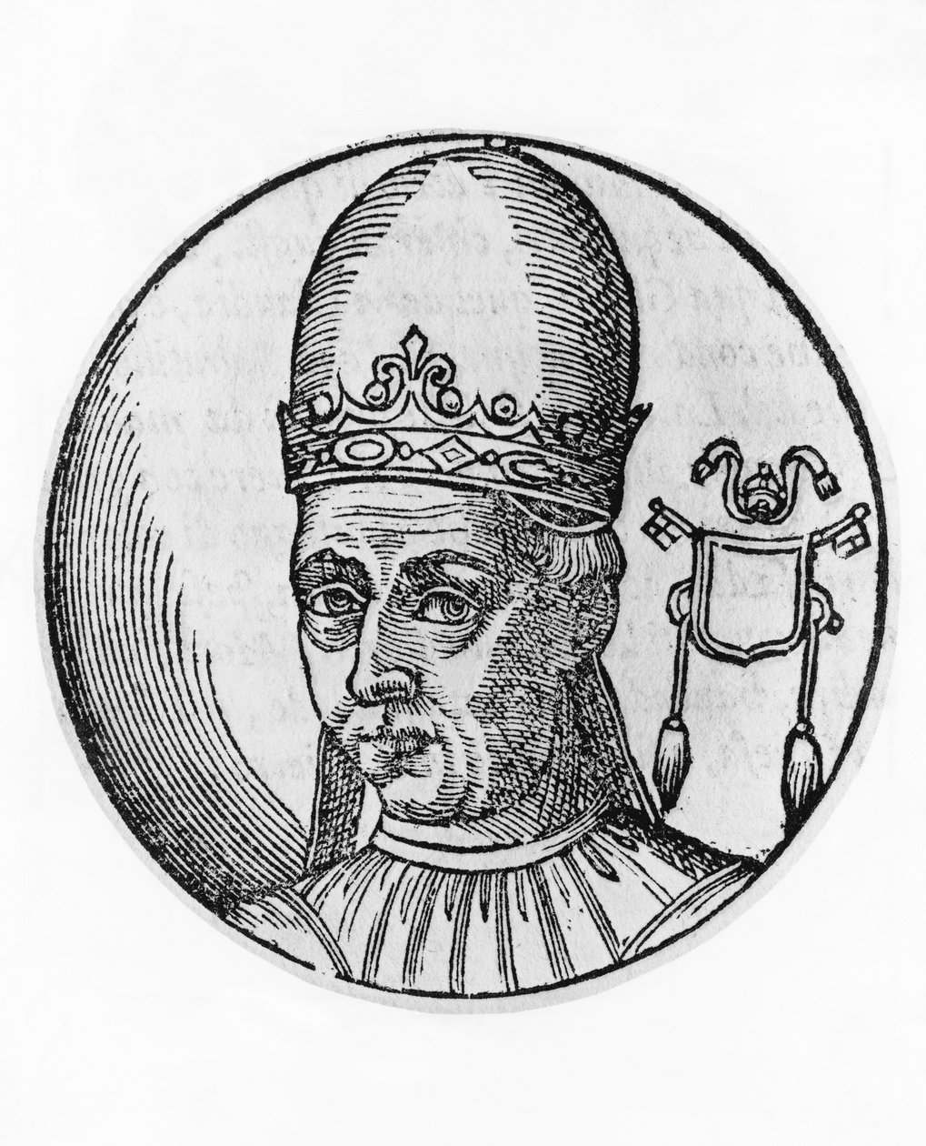 Portret Adriana I (700-795), 95 papieża Kościoła katolickiego z 772, rycina autorstwa Unbekannt Unbekannt