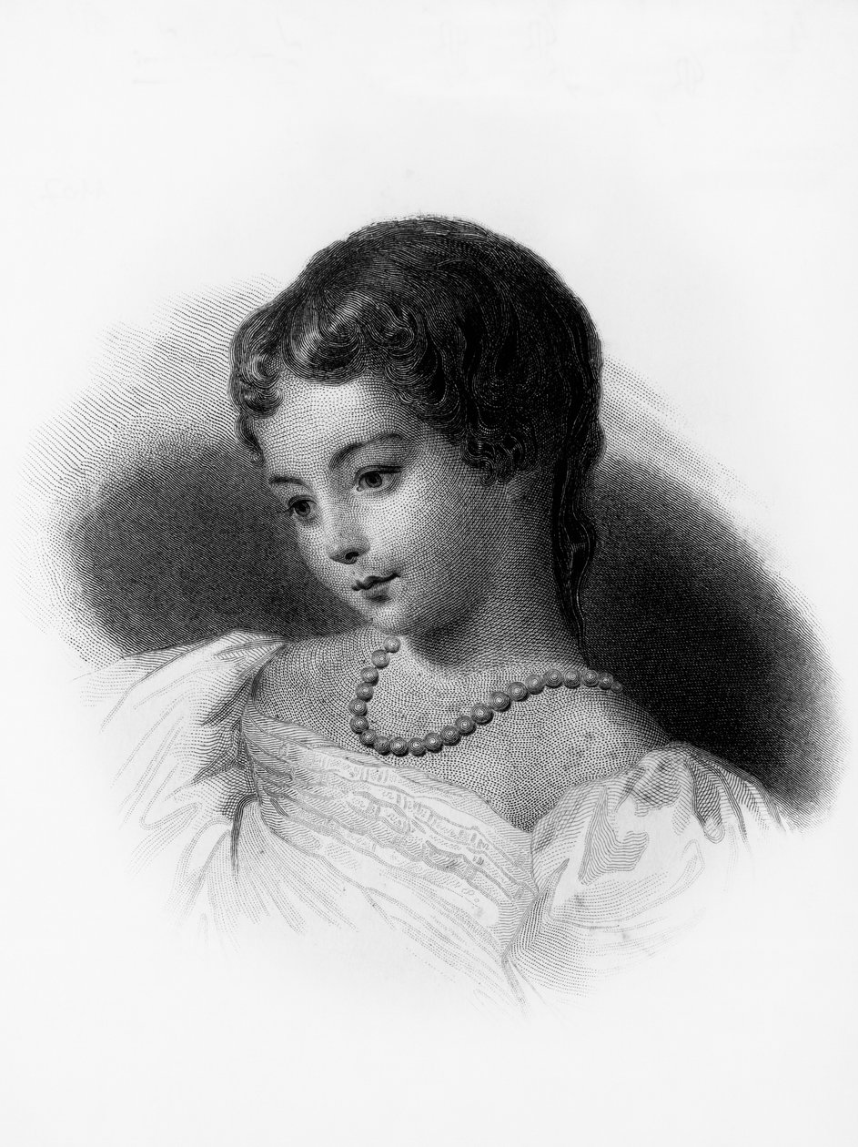 Portret Augusty Ady Byron, hrabiny Lovelace (1815-1852), angielskiej matematyki i pisarki, uważana za pierwszą programistkę komputerową, grawerkę autorstwa Unbekannt Unbekannt