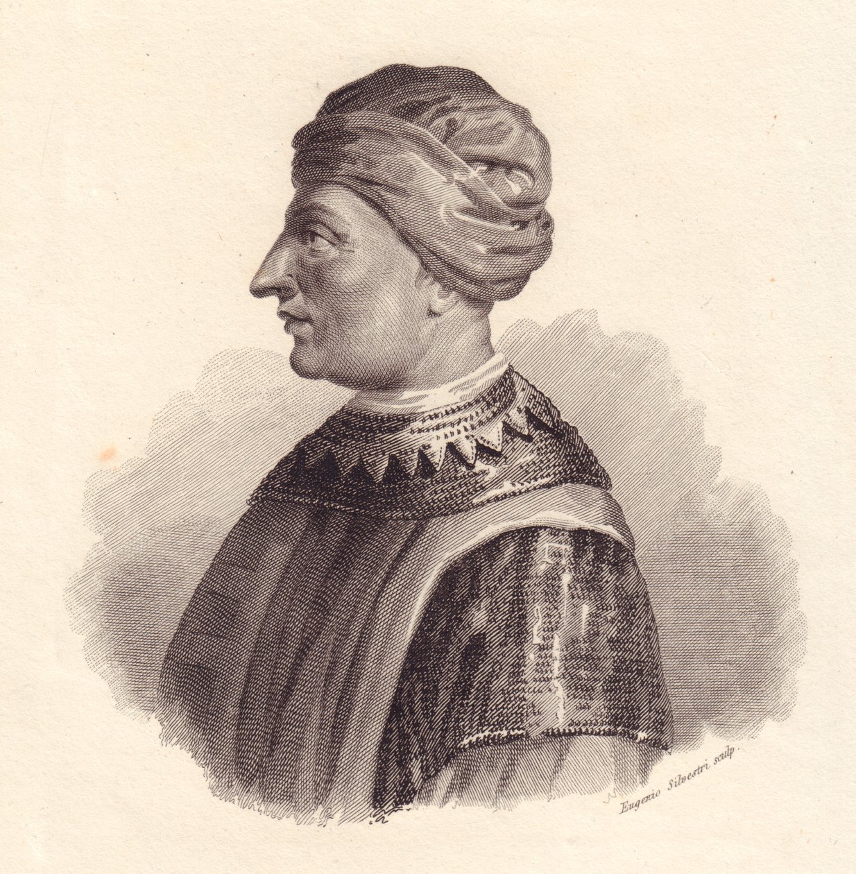 Portret włoskiego dowódcy wojskowego Can Francesco della Scala znanego również jako Cangrande I (1291-1329), miedzioryt Eugenio Silvestri autorstwa Unbekannt Unbekannt