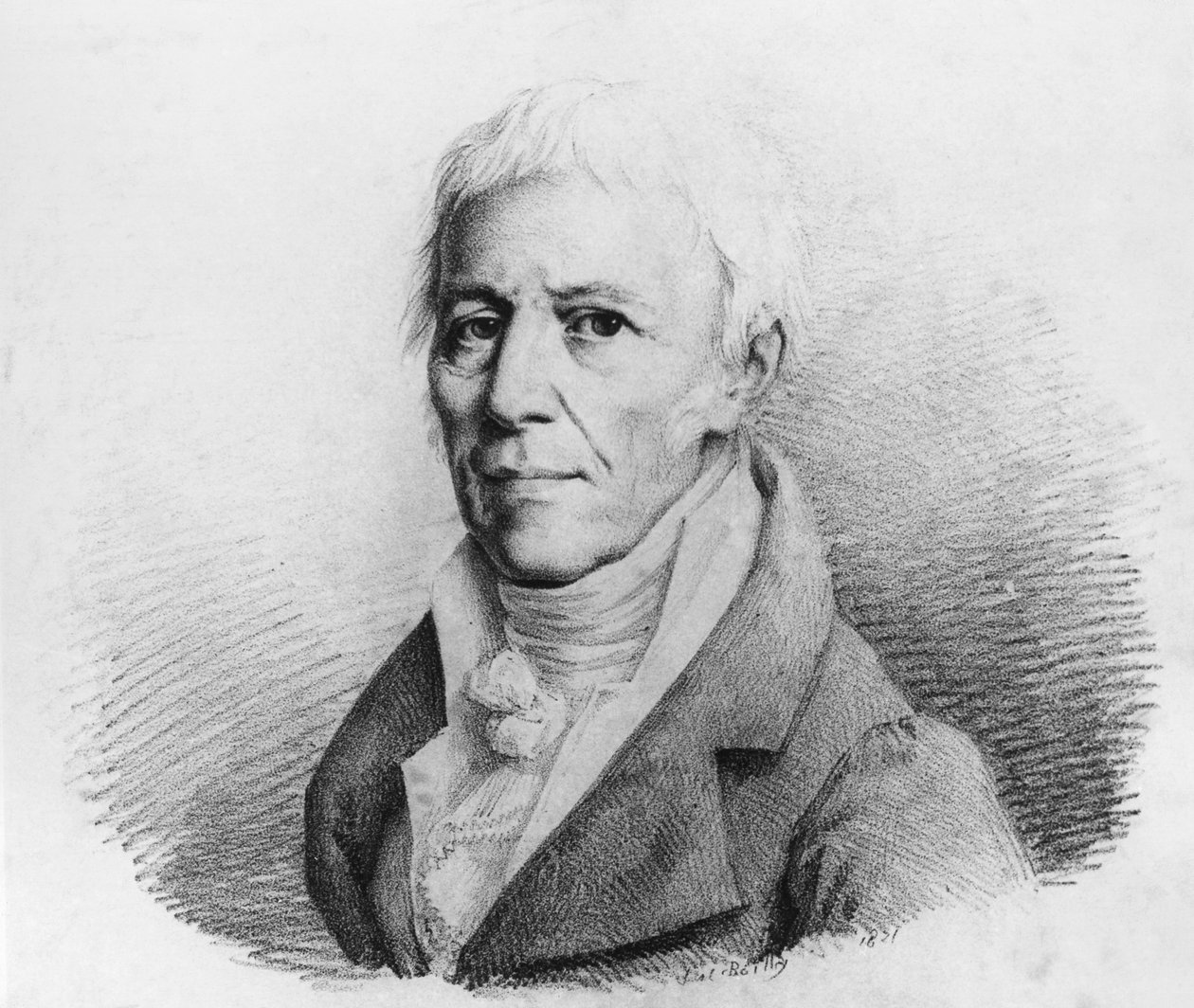 Portret Jean-Baptiste Pierre Antoine de Monet, Chevalier de Lamarck (1744-1829), francuski przyrodnik, zoolog, biolog, naukowiec i prekursor teorii ewolucji Darwina, grawerowanie autorstwa Unbekannt Unbekannt
