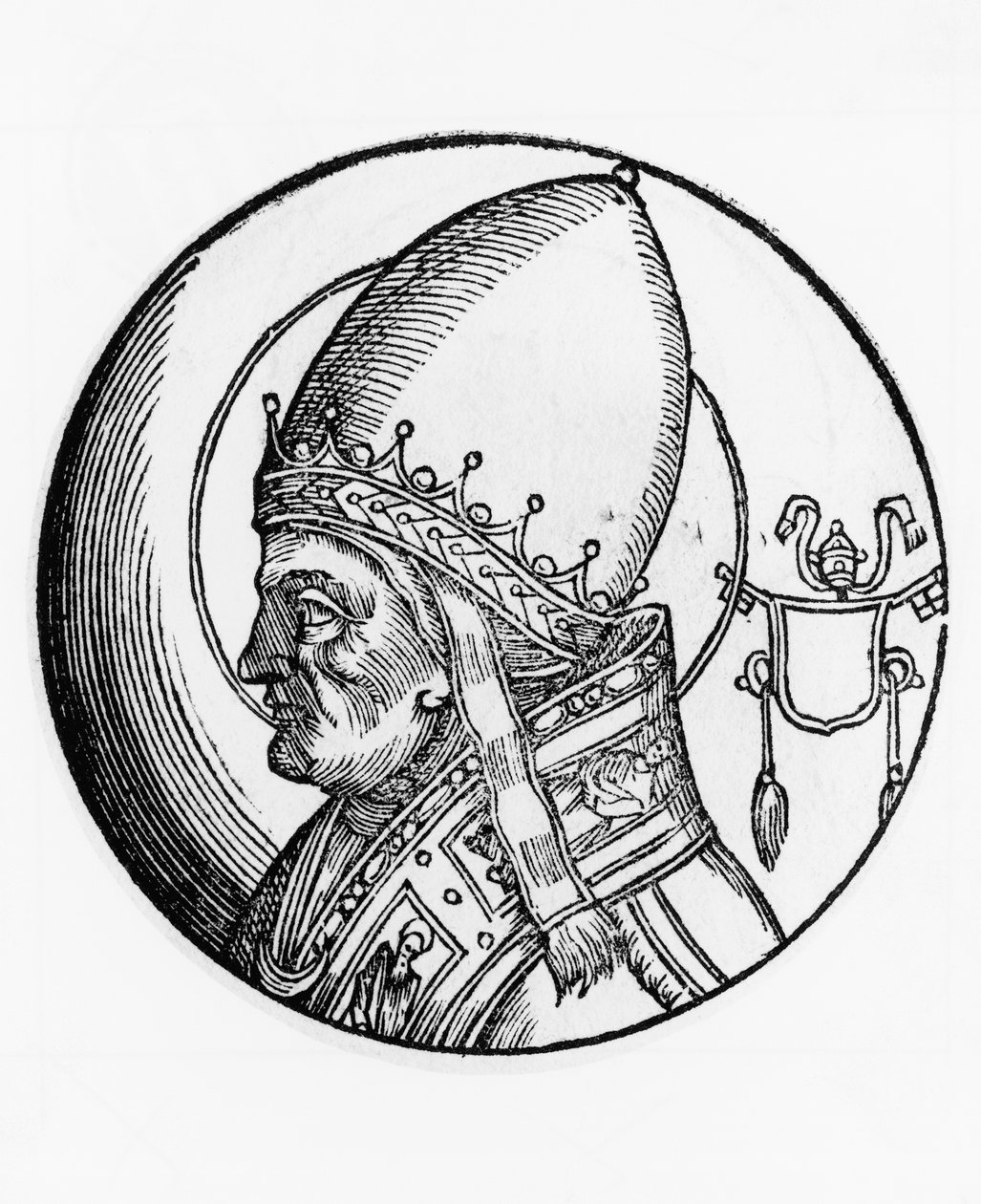 Portret św. Bonifacego IV (zm. 615), 67. papieża Kościoła katolickiego z 608, rycina autorstwa Unbekannt Unbekannt