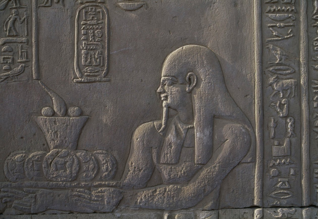Relief przedstawiający darczyńcę, Świątynia Kom Ombo, Egipt, cywilizacja egipska, dynastia Ptolemeuszy, II-I wiek p.n.e. autorstwa Unbekannt Unbekannt