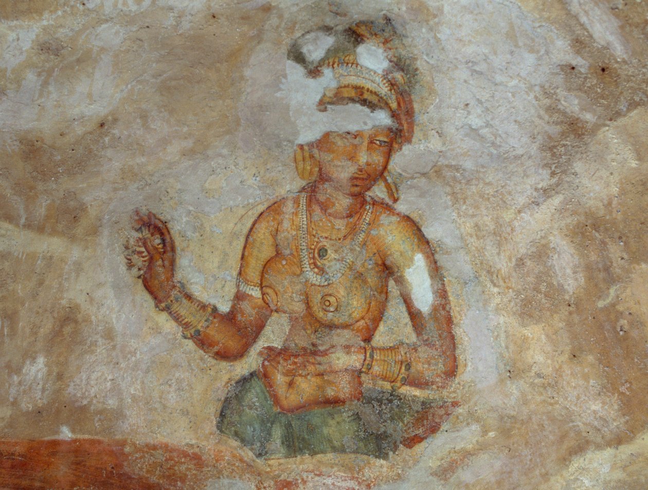 Sri Lanka, Fresk dziewcząt w kompleksie archeologicznym Sigiriya (Lista Światowego Dziedzictwa UNESCO) autorstwa Unbekannt Unbekannt