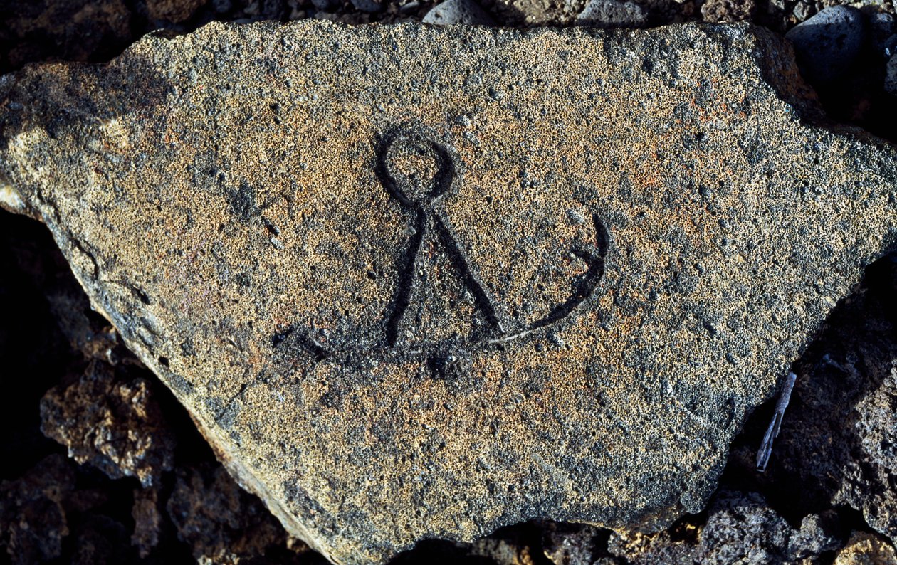 Grawerowanie kamienia, Okręg Archeologiczny Puako Petroglyph, Wyspa Hawaje, Stany Zjednoczone autorstwa Unbekannt Unbekannt