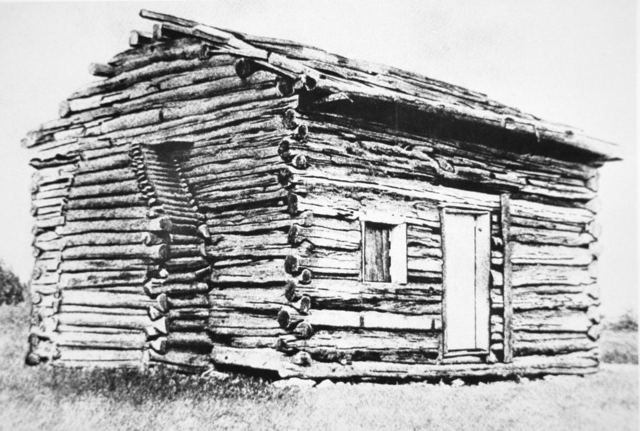 Chata z bali, w której urodził się Abraham Lincoln (zdjęcie czarno-białe) autorstwa Unbekannt Unbekannt
