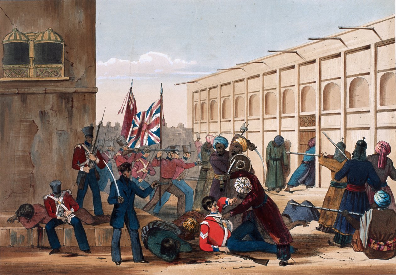 Szturm na Khelat, wojska wchodzące do Zenany, 13 listopada 1839, z „Szturm na Ghuznee i Khelat” W. Taylora, 1839 autorstwa Lieutenant Thomas Wingate