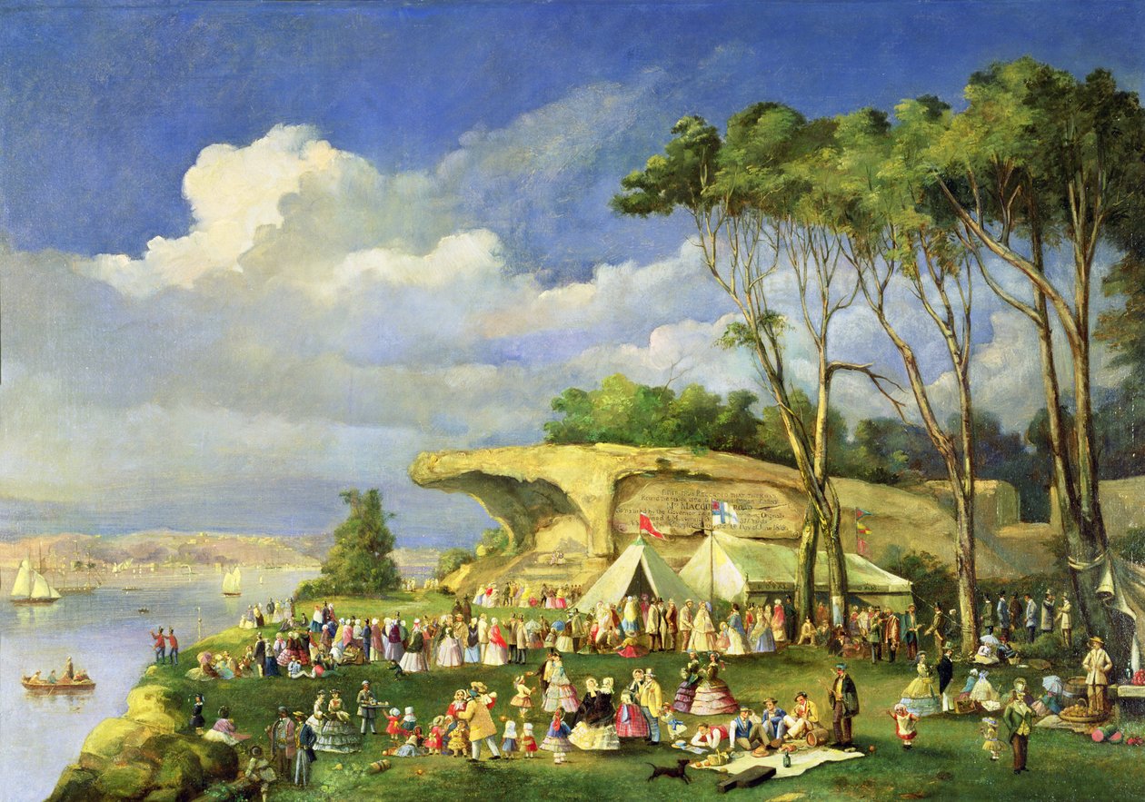 Piknik na krześle pani Macquaries, 1855 r. autorstwa Lieutenant George Austin Woods