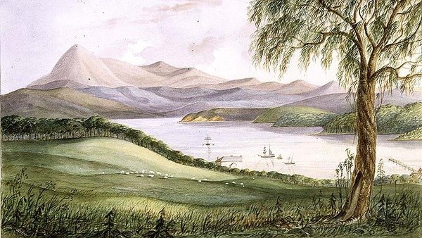 Twofold Bay, Nowa Południowa Walia, c.1860 (akwarela) autorstwa Lieutenant George Austin Woods