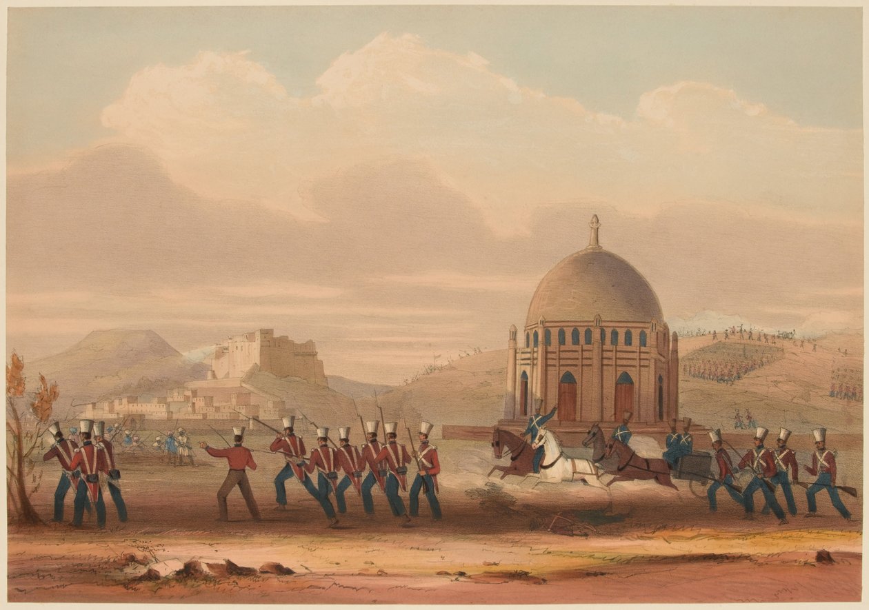 „Szturm na Khelat. Wznoszenie się. 13.11.1839’ (kolor lito) autorstwa Lieutenant Thomas (after) Wingate