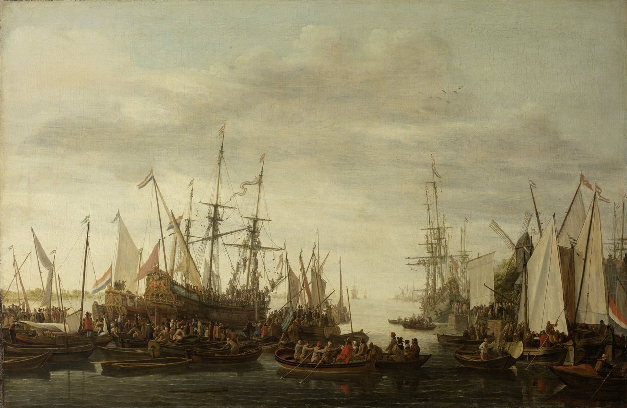 Keelhauling, zgodnie z niezatwierdzoną tradycją, doktora okrętowego admirała Jana van Nesa autorstwa Lieve Pietersz. Verschuier