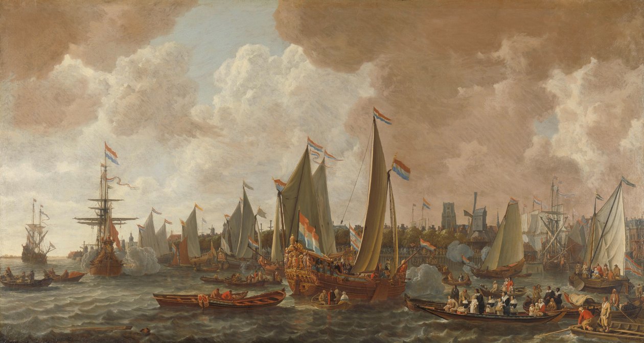 Przybycie Karola II, króla Anglii, do Rotterdamu, 24 maja 1660 r autorstwa Lieve Pietersz. Verschuier