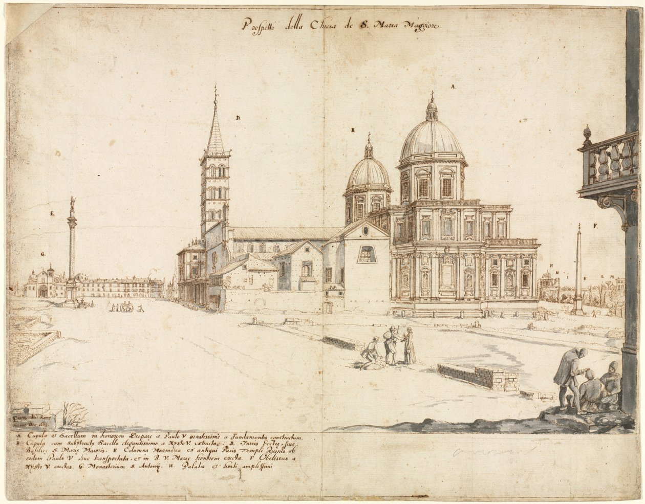 Osiemnaście widoków Rzymu: Bazylika Santa Maria Maggiore, 1664. autorstwa Lievin Cruyl