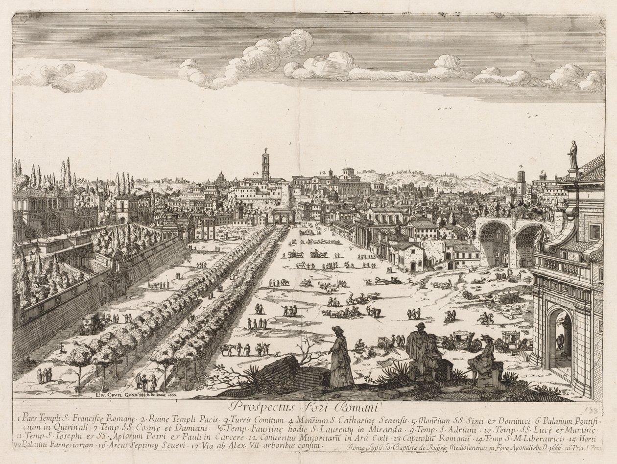 Forum Romanum z Prospektu, 1666 autorstwa Lievin Cruyl