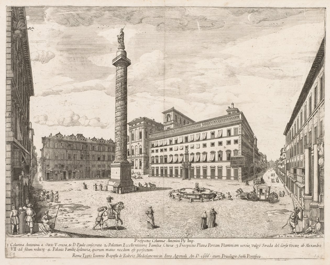 Piazza Colonna, 1666 autorstwa Lievin Cruyl