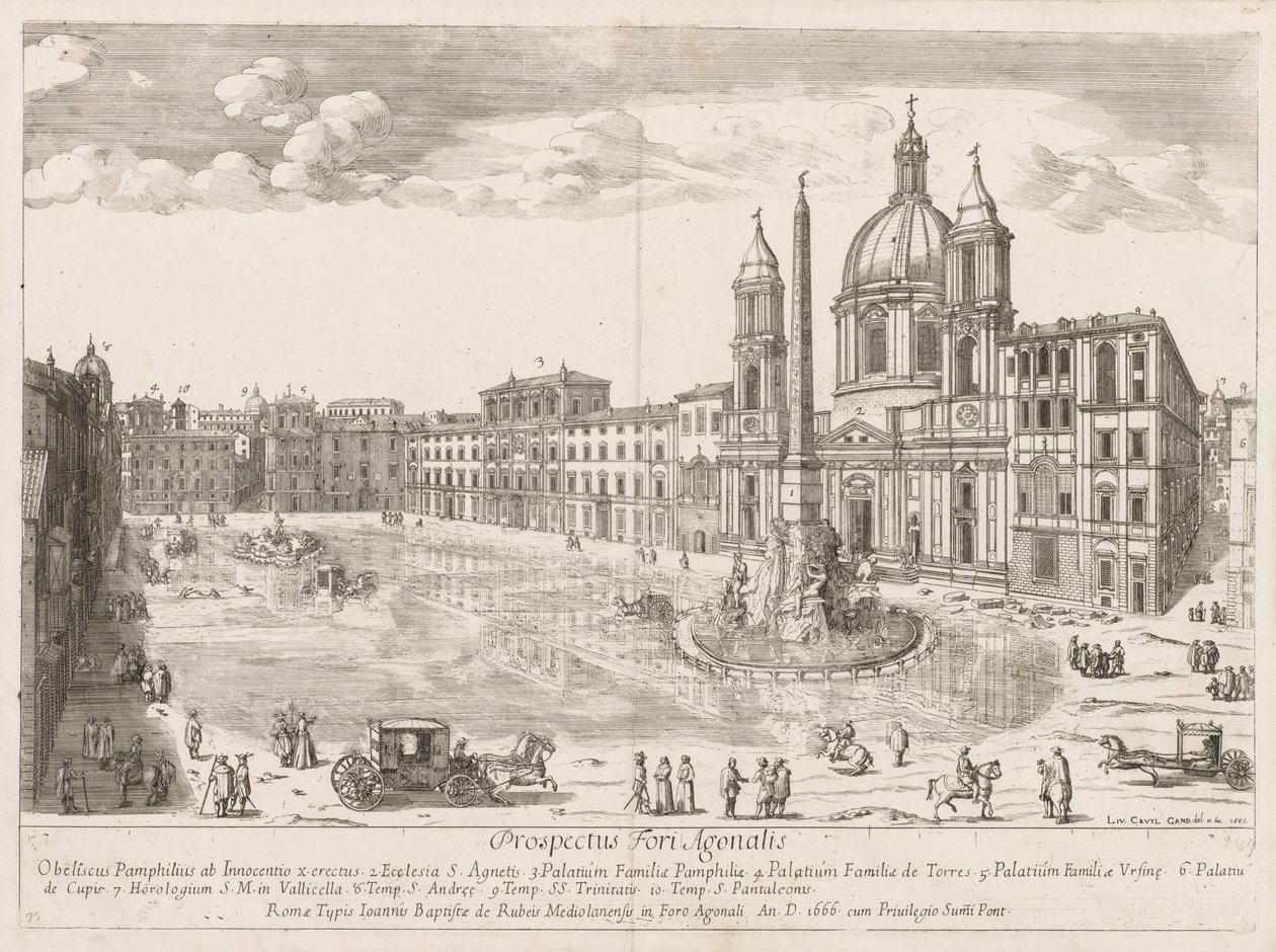 Piazza Navona z „Widoku na zabytki Rzymu” autorstwa Lievin Cruyl