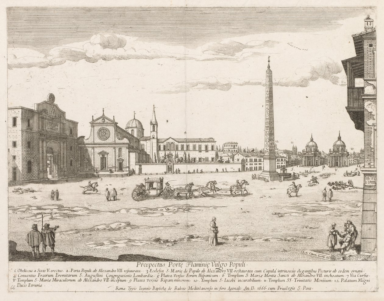 Piazza del Popolo z „Widoku na zabytki Rzymu” autorstwa Lievin Cruyl