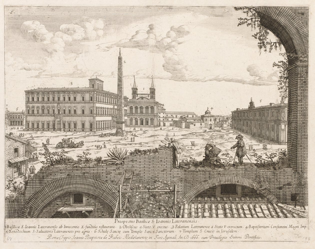 S. Giovanni in Laterano z „Widok miejsc miasta Rzym Insign[ium]” autorstwa Lievin Cruyl