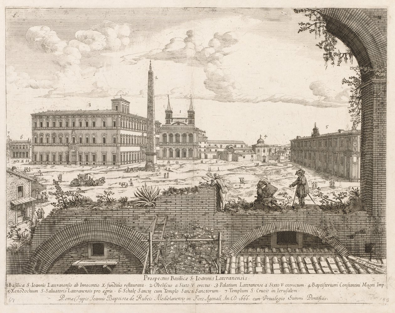 S. Giovanni in Laterano z Prospektu Locurum Miasta Rzymu, 1666. autorstwa Lievin Cruyl
