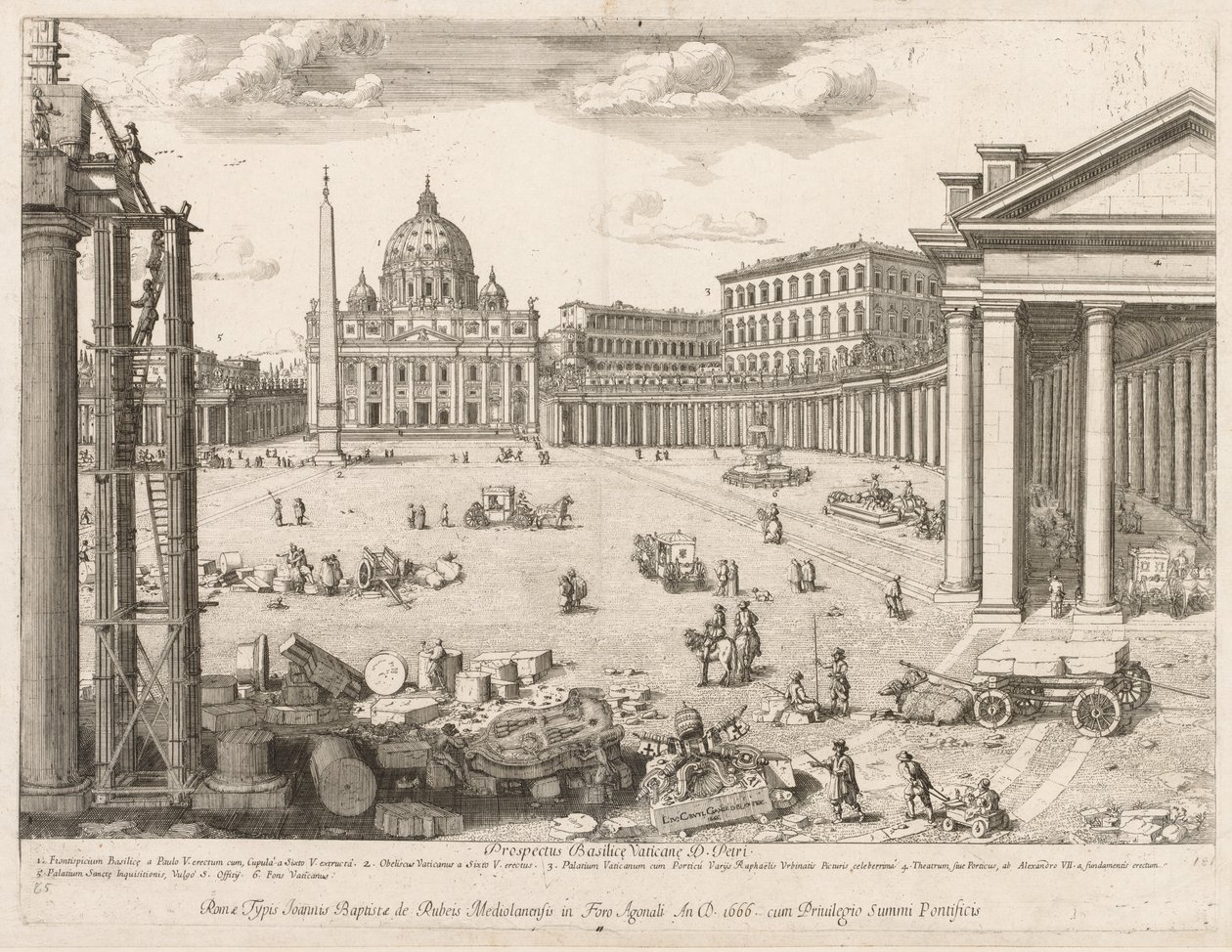 St Bazylika św. Piotra z Prospektu Lourum Miasta Rzymu, 1666. autorstwa Lievin Cruyl
