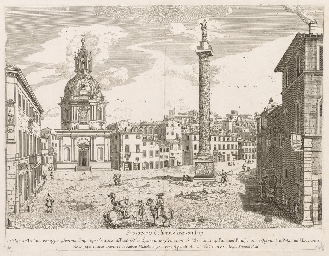 Kolumna Trajansa z prospektu Lourum Urbis Romae Insignium, 1666 autorstwa Lievin Cruyl